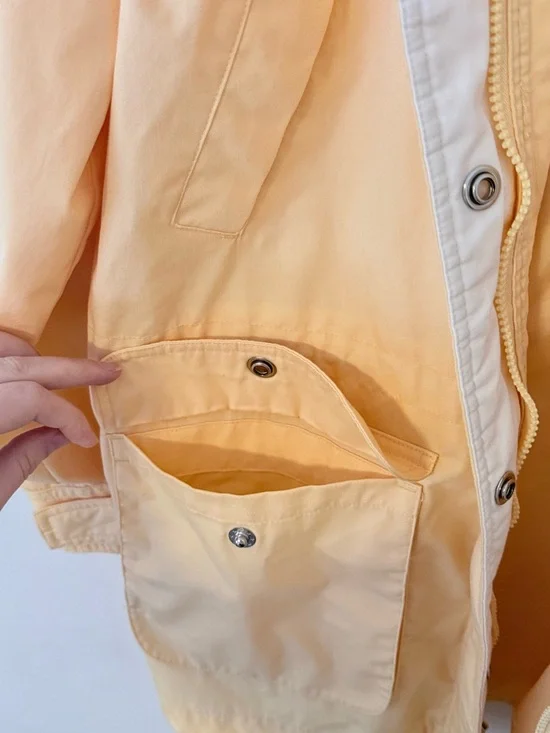 Vintage 90’s Butter Yellow St.John's Bay Hooded Anorak Utility Jacket Womens M - Picture 10 of 14